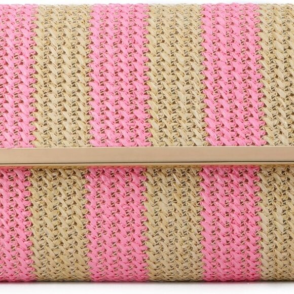 Women Straw Clutch Purse Woven Envelope Shoulder Bag Summer Beach Wallet - Picture 1 of 7